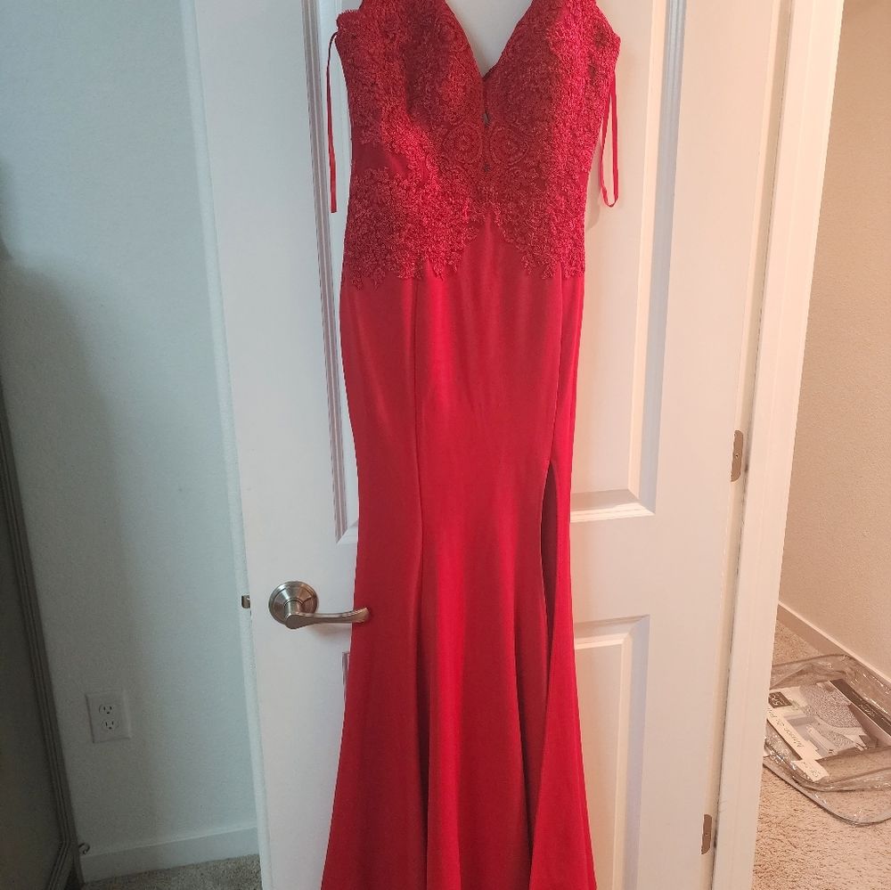 Red party maxi dress
